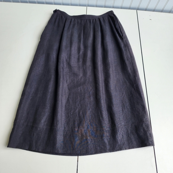Vtg Women's Linen Midi Skirt ILGWU Black Side Zip USA Sz 12 - Picture 12 of 13
